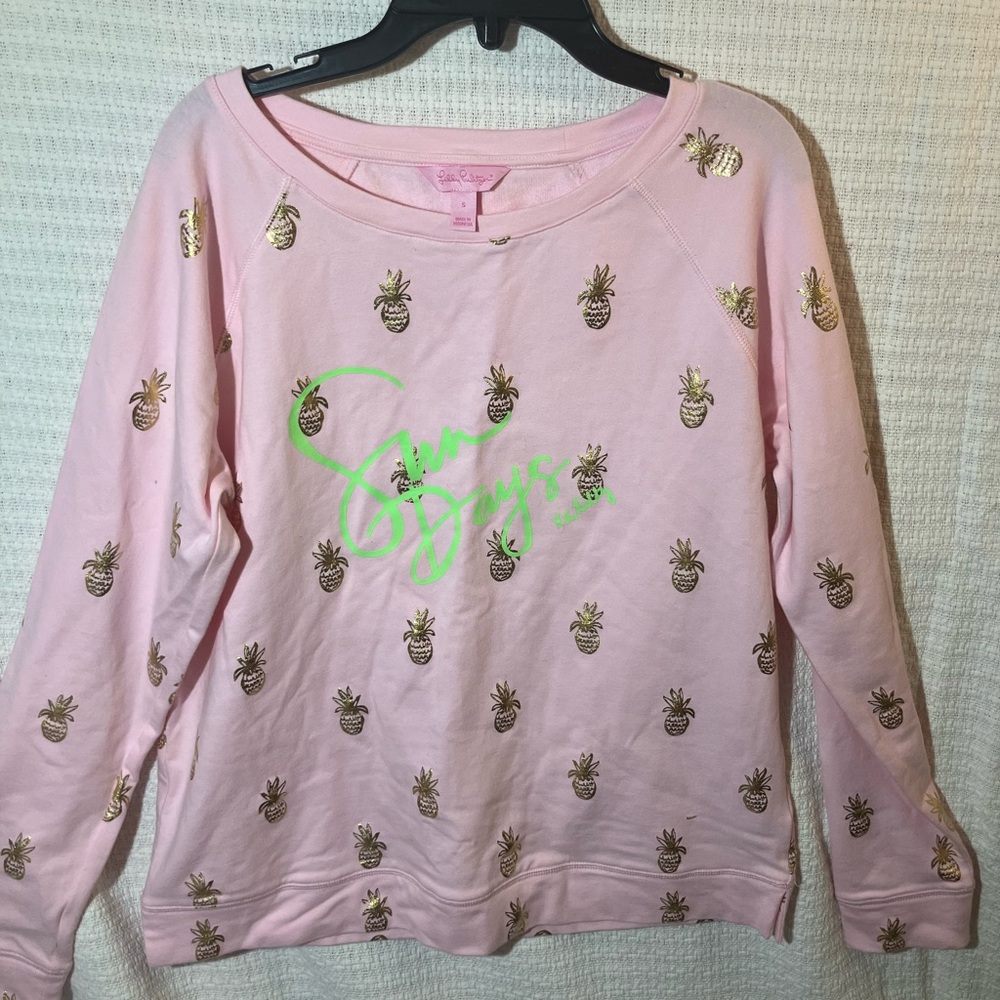 Lilly Pulitzer Pink Top with Gold Pineapples